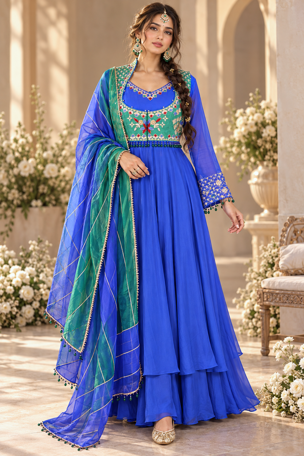 Mayur Short Jacket Anarkali With Sharara