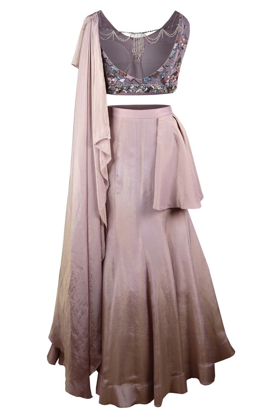 Ruffled Saree - MAUVE