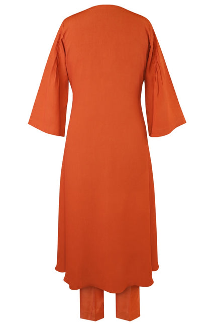 A-Line Crepe Kurta Set - RUST