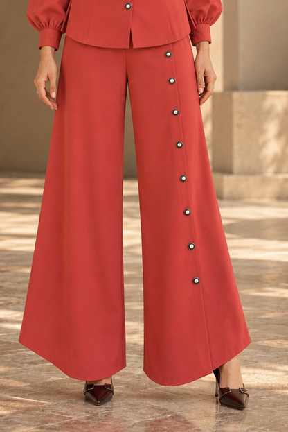 Buttoned Culottes - RUST