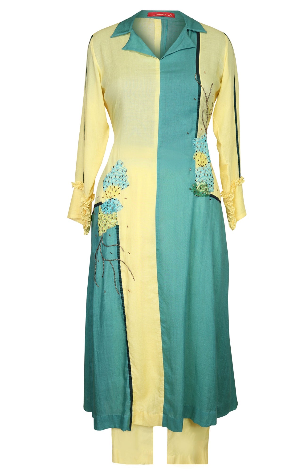 Mul Mul Colour Block Kurta Set