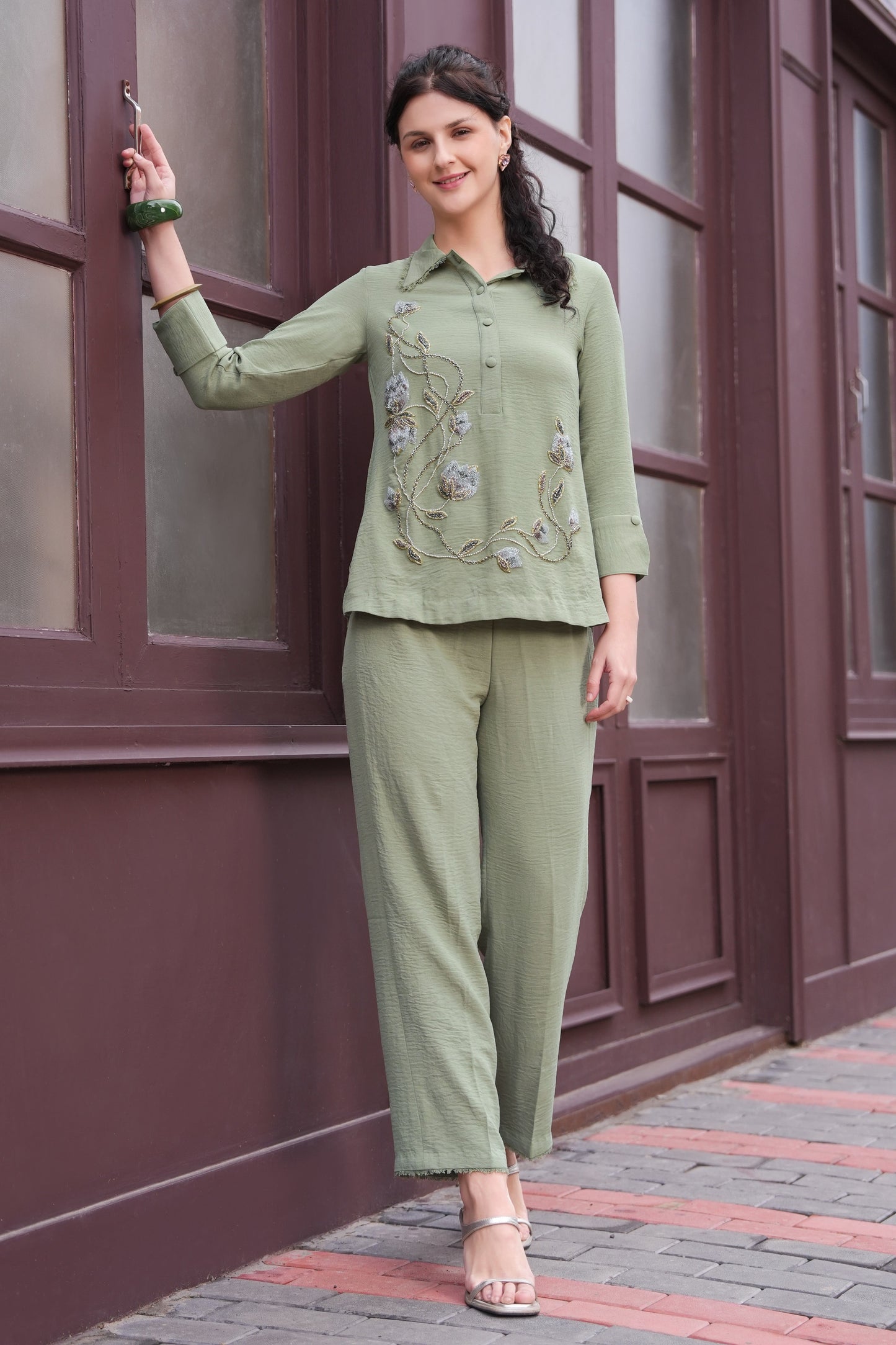 Tulips Co-ord Set - SAGE GREEN
