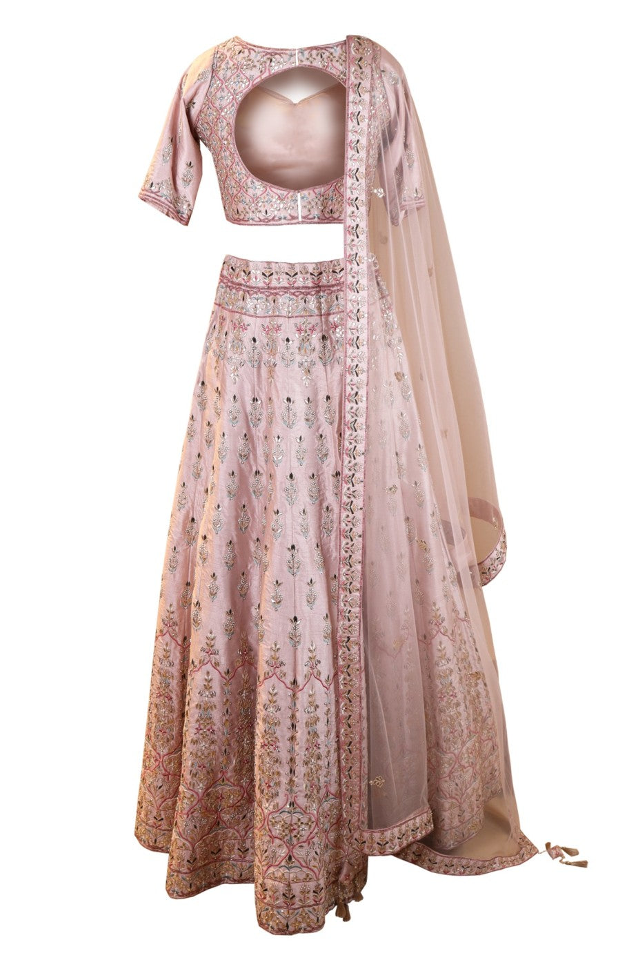 Gota Patti & Pearl Embroidery Lehnga - SALMON PINK