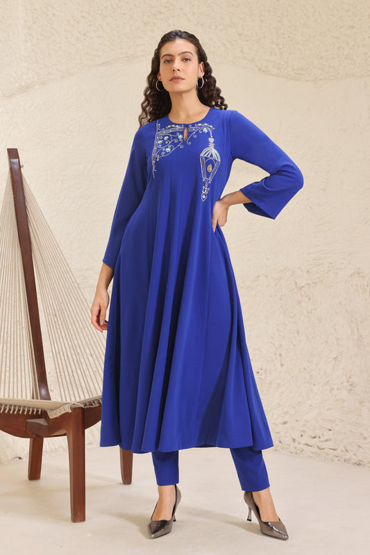 Sconce Anarkali Kurta Set - ELECTRIC BLUE