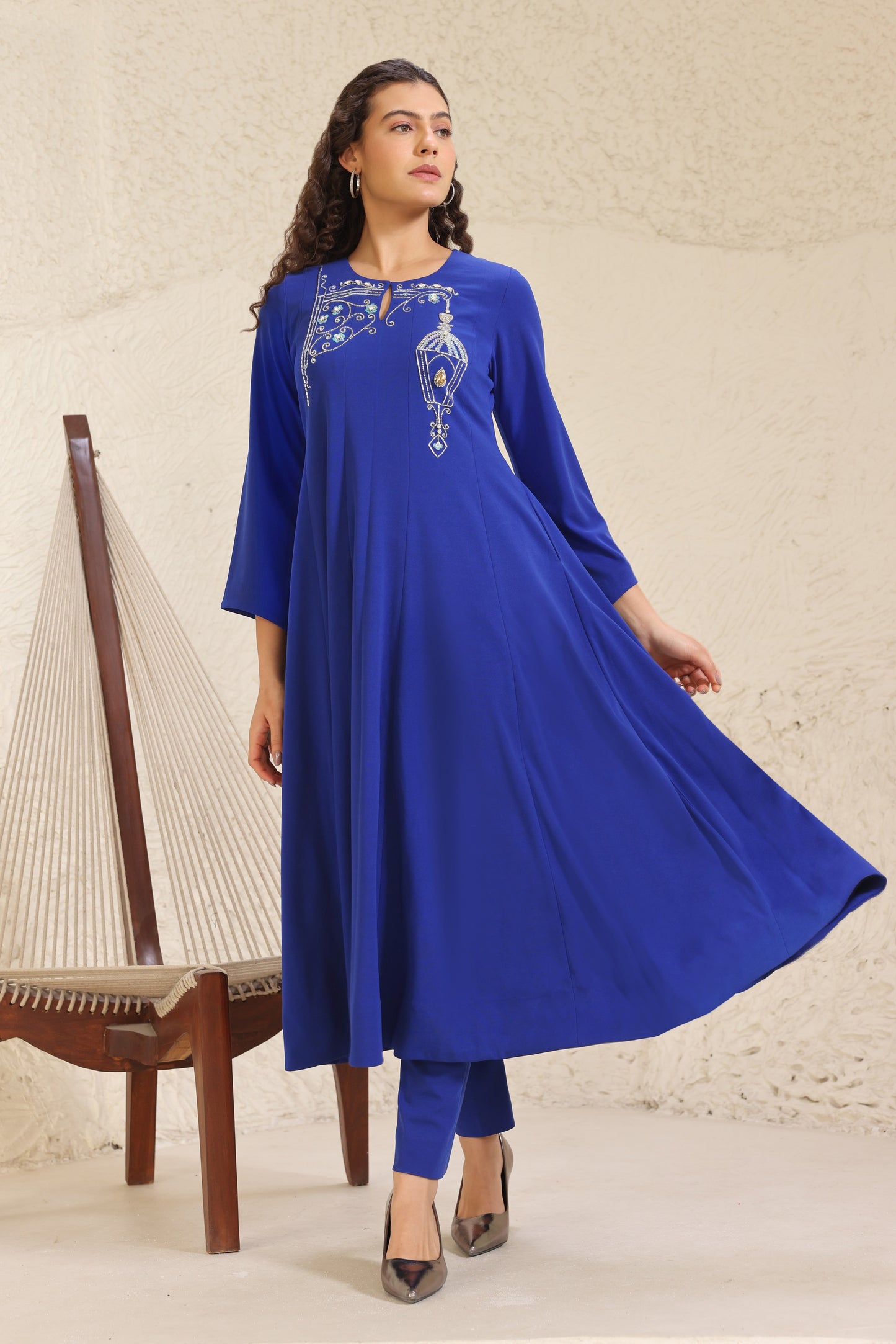 Sconce Anarkali Kurta Set - ELECTRIC BLUE