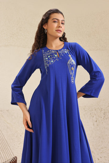 Sconce Anarkali Kurta Set - ELECTRIC BLUE