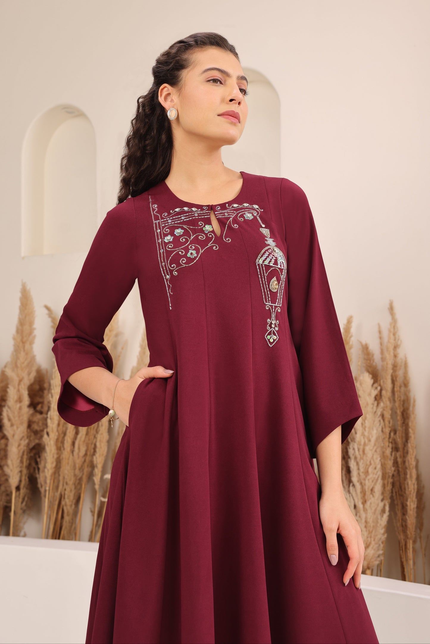 Sconce Anarkali Kurta Set - WINE