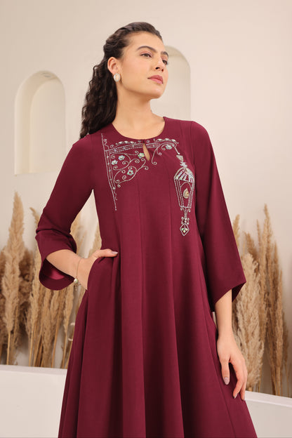Sconce Anarkali Kurta Set - WINE