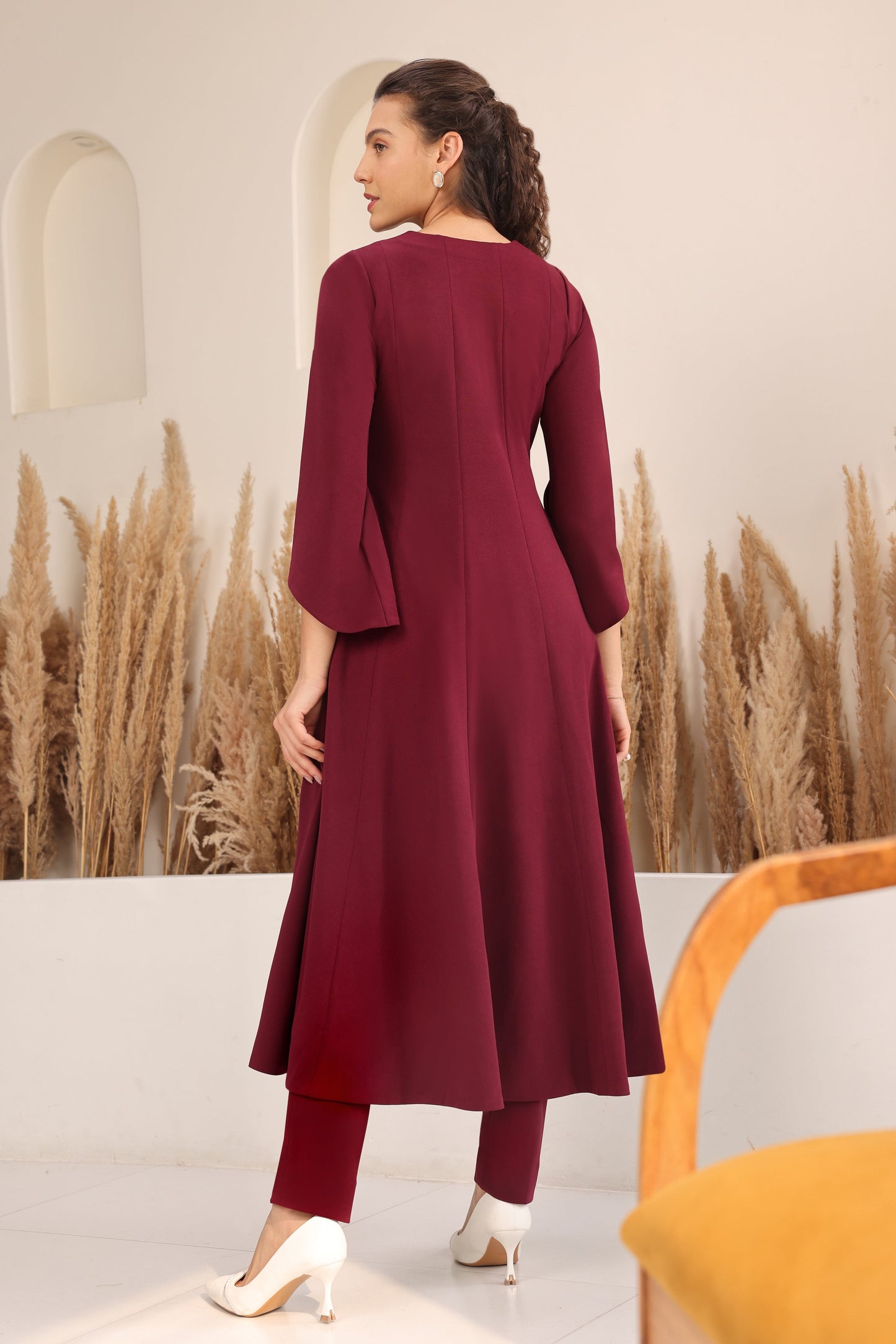 Sconce Anarkali Kurta Set - WINE