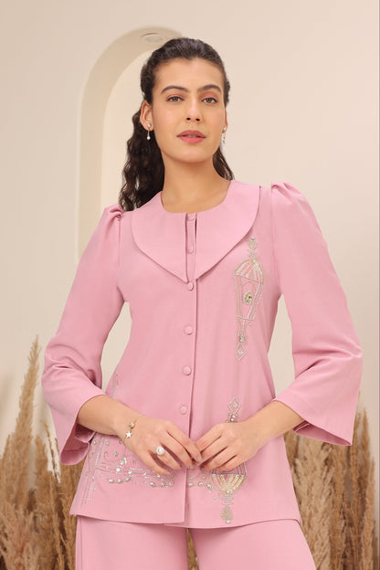 Sconce Co-ord Set With Pencil Pants - PINK