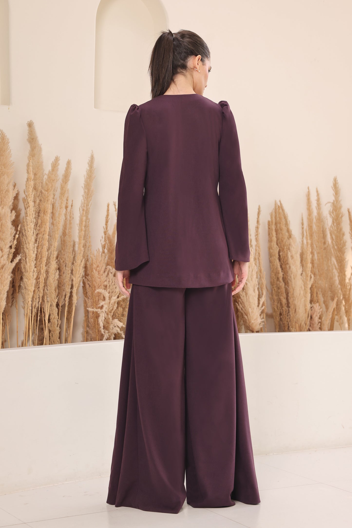 Sconce Co-ord Set With Flared Pants - PURPLE