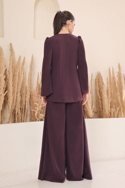 Sconce Co-ord Set With Flared Pants - PURPLE