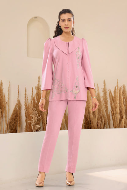 Sconce Co-ord Set With Pencil Pants - PINK
