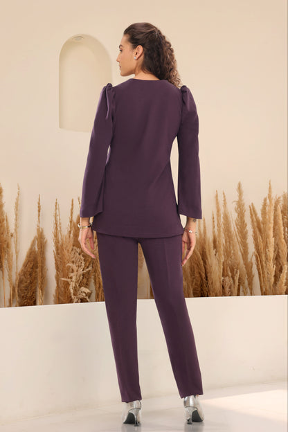 Sconce Co-ord Set With Pencil Pants - PURPLE
