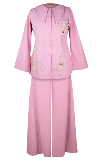Sconce Co-ord Set With Flared Pants - PINK