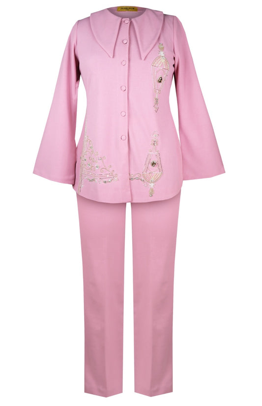 Sconce Co-ord Set With Pencil Pants - PINK