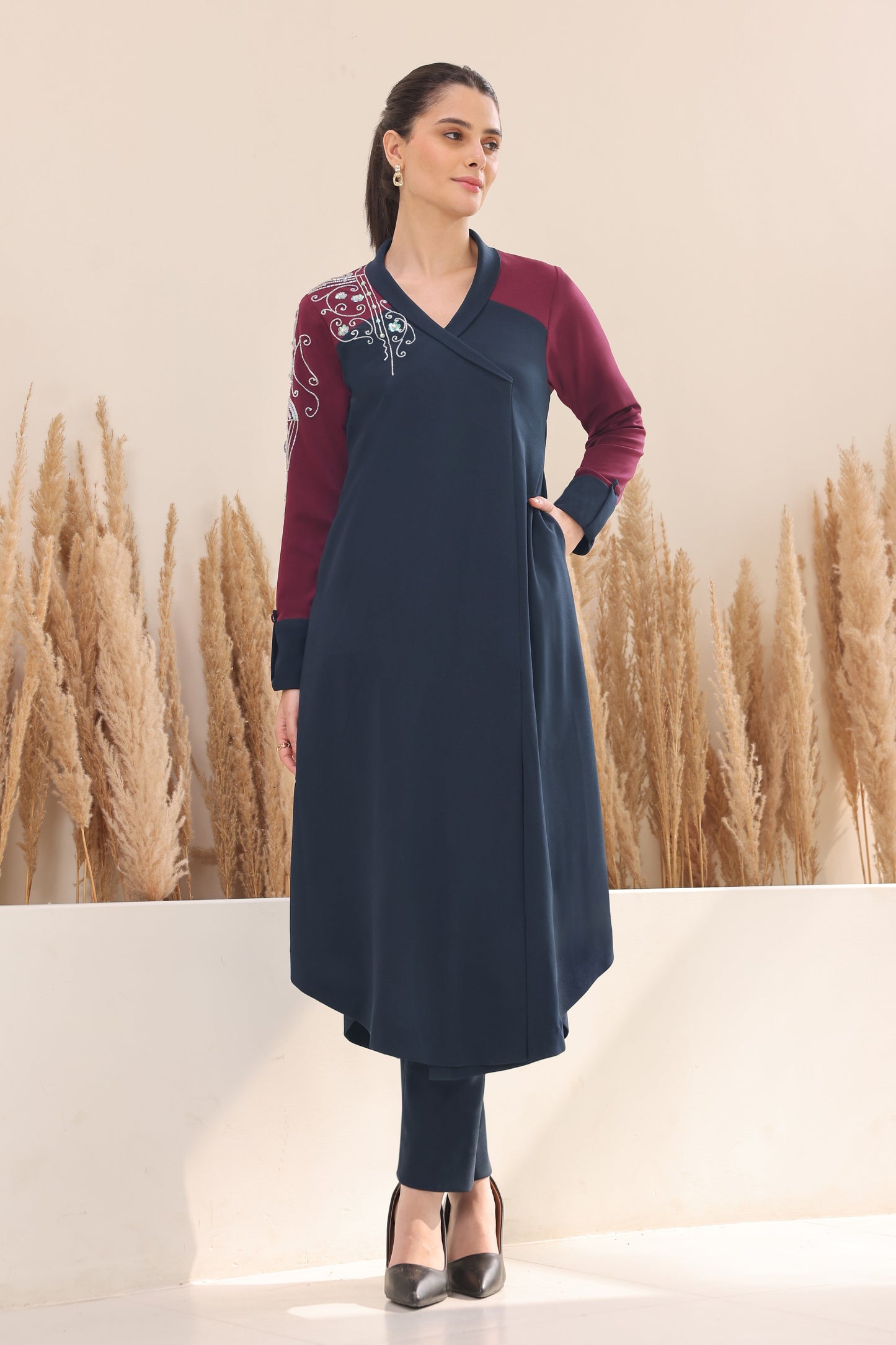 Sconce Kurta Set - NAVY