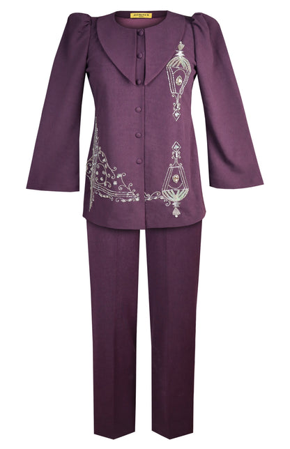 Sconce Co-ord Set With Pencil Pants - PURPLE