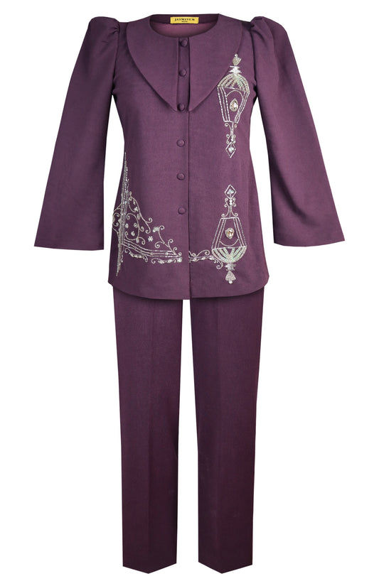 Sconce Co-ord Set With Pencil Pants - PURPLE