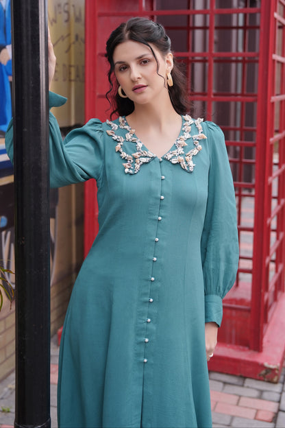 Sea Shells Kalidar Kurta Set - TEAL