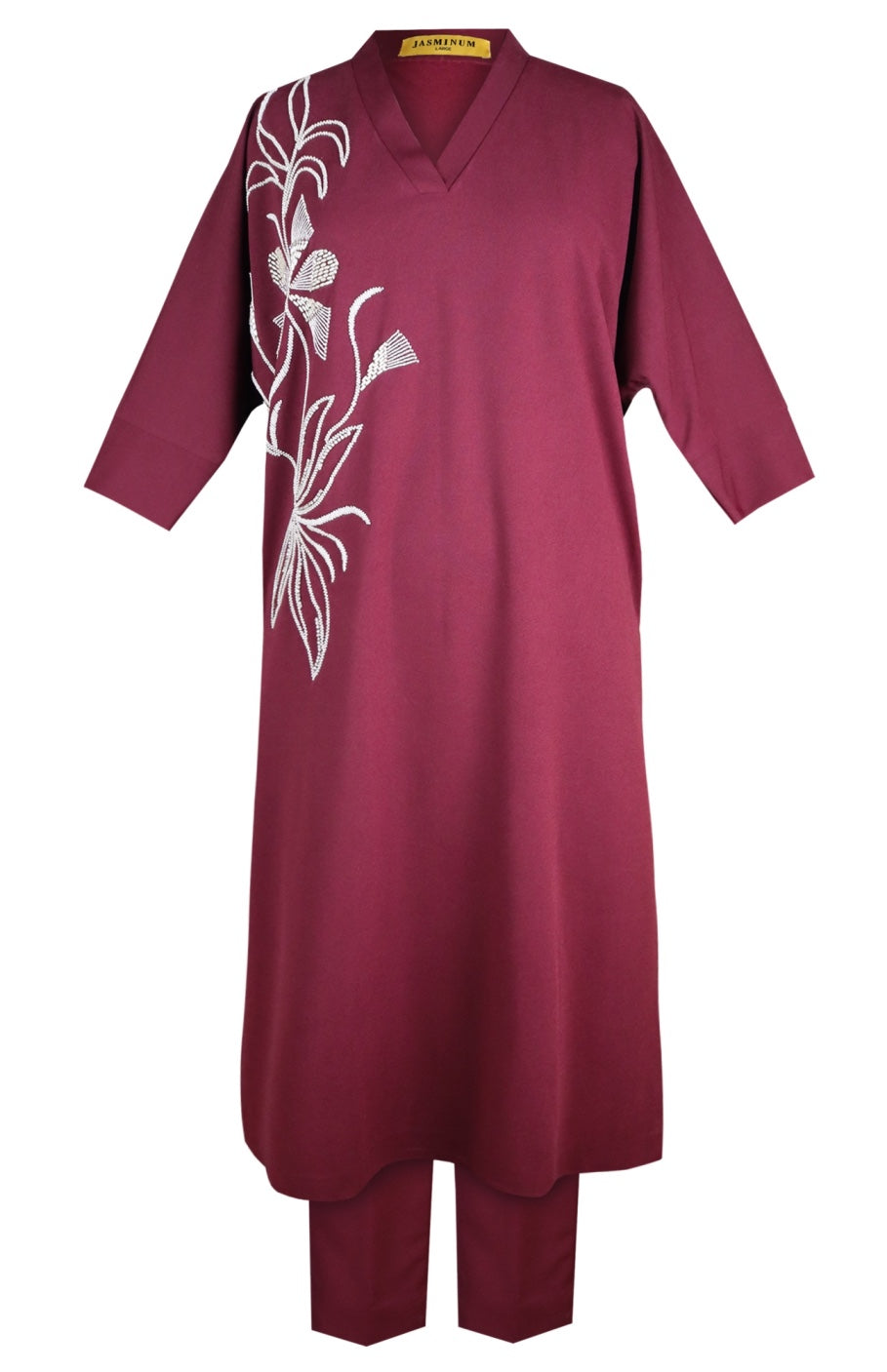 Seed Pearl Batwing Kurta Set - WINE