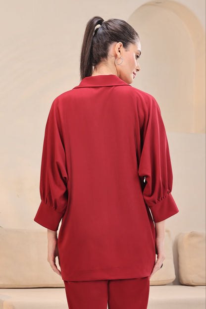 Seed Pearl Batwing Top - RED