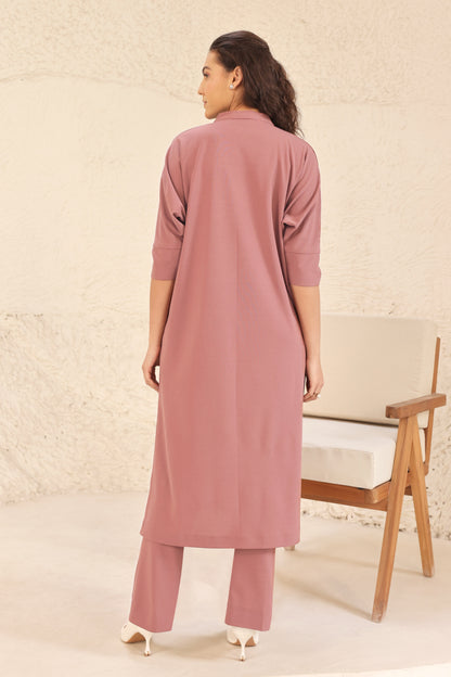 Seed Pearl Batwing Kurta Set - DUSTY ROSE