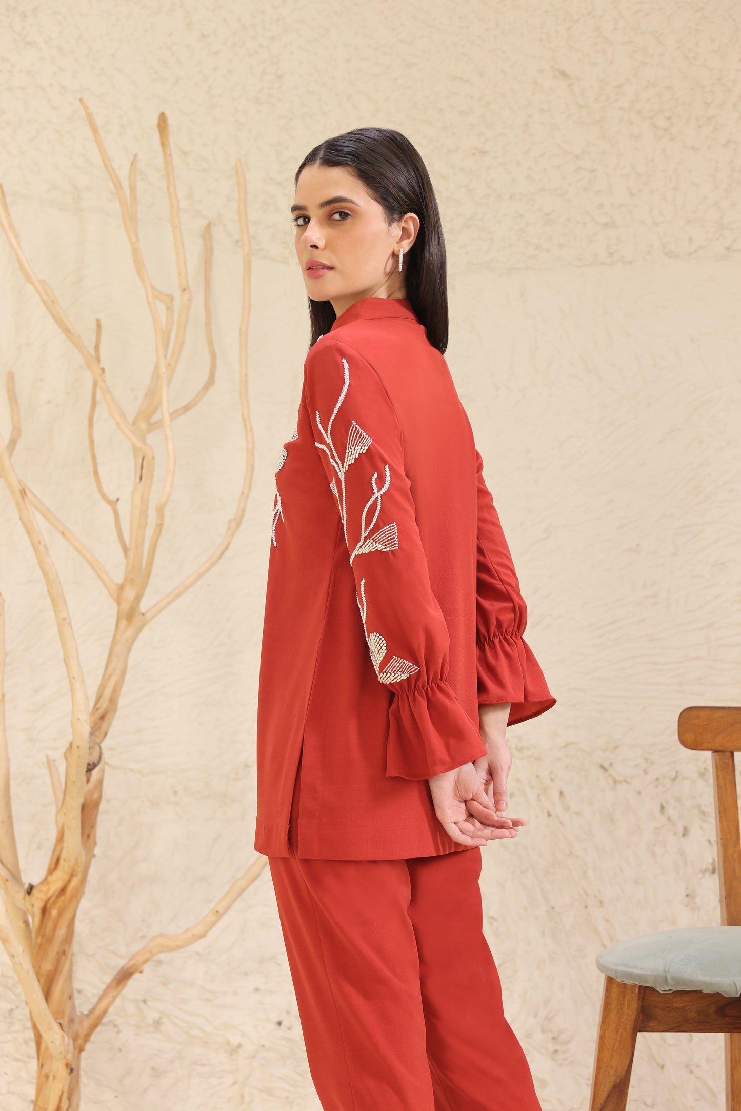 Seed Pearl Top - RUST