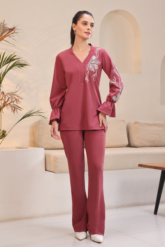 Seed Pearl Co-ord Set - OLD ROSE