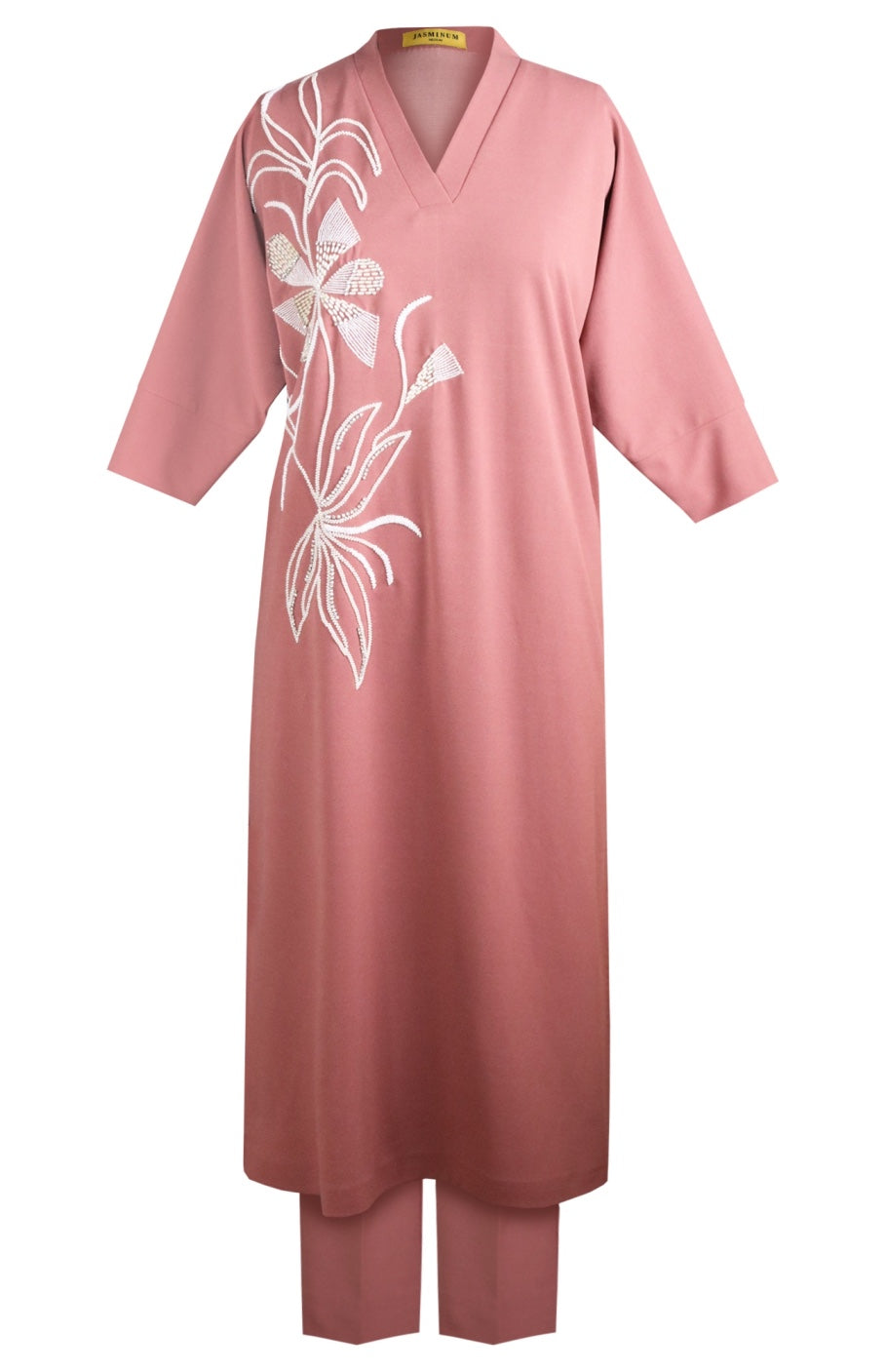 Seed Pearl Batwing Kurta Set - DUSTY ROSE