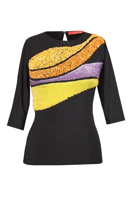 Sequin Embroidered Lycra Top