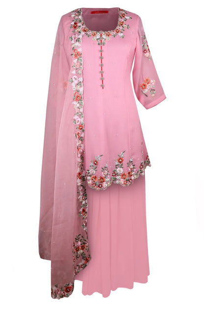 Georgette Short Anarkali With Gharara