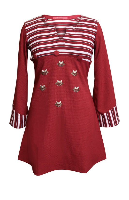 Pashmina Short Kurti - MAROON