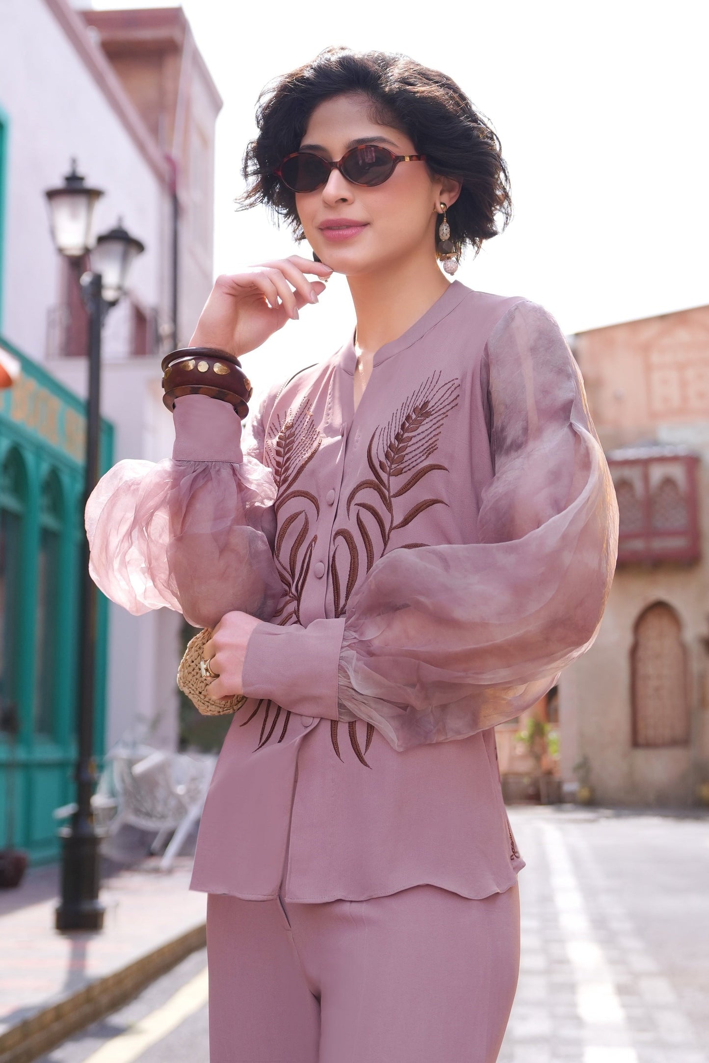 Spike Top With Bishop Sleeves - NUDE