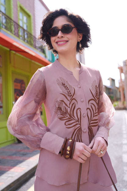 Spike Top With Bishop Sleeves - NUDE