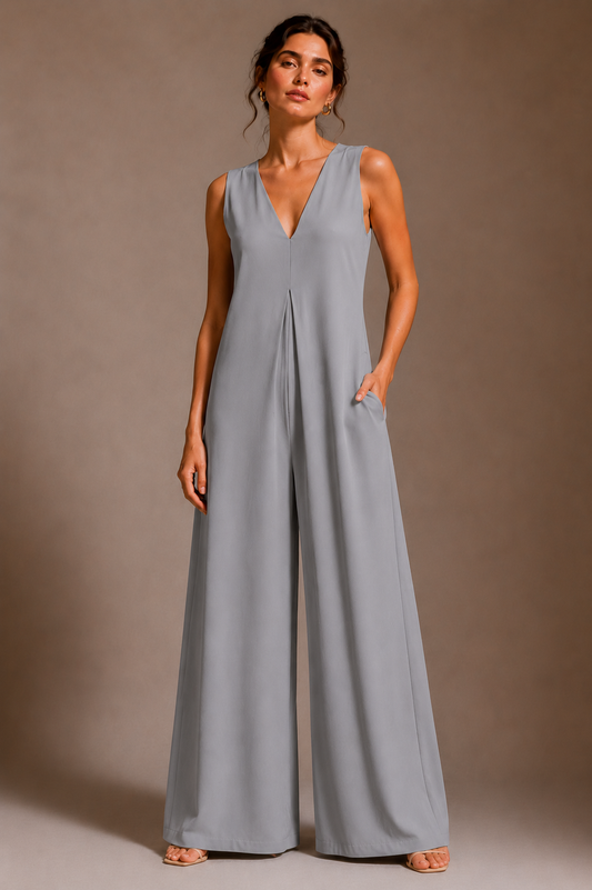 Linen Jumpsuit - STEEL GREY