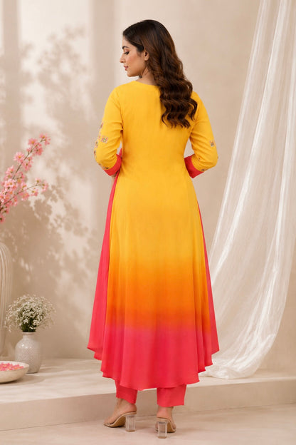 Ombré Flared Kurta Set