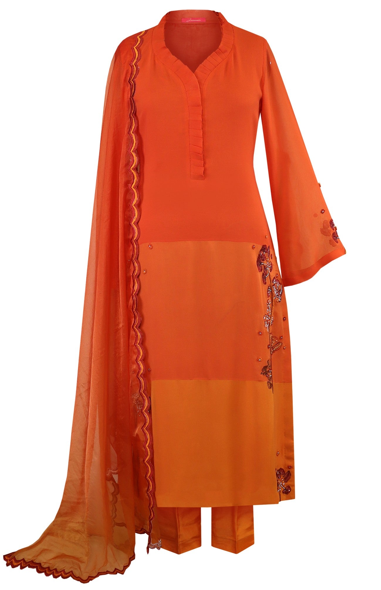 Colour Block Georgette Suit