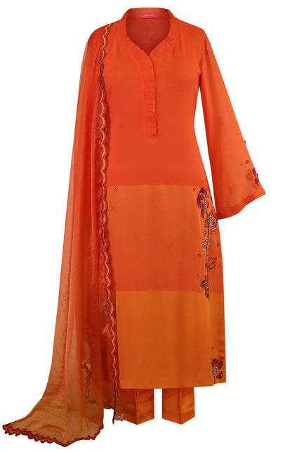Colour Block Georgette Suit