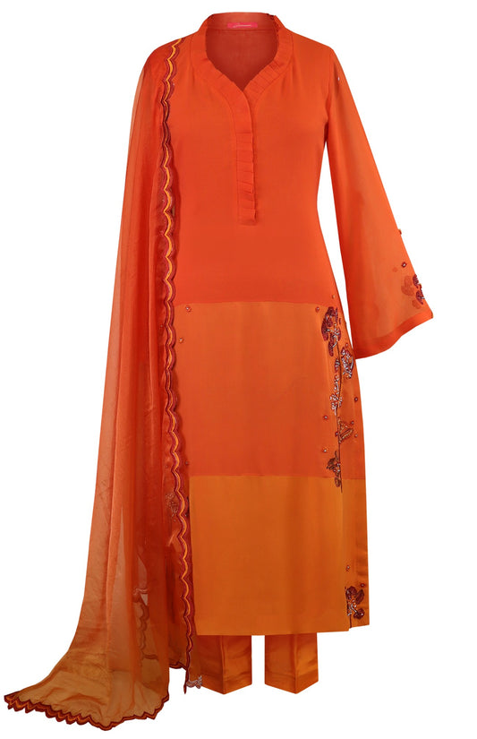 Colour Block Georgette Suit