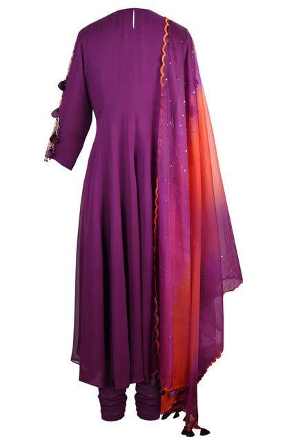 Tasseled Georgette Anarkali - PURPLE