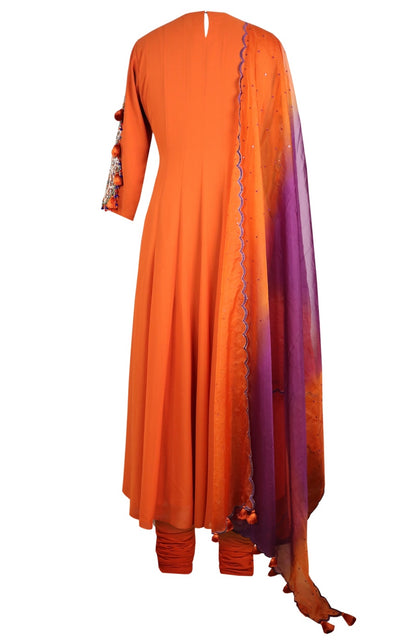 Tasseled Georgette Anarkali - RUST