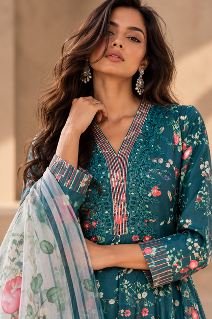 BAHAAR - Turquoise Floral Print