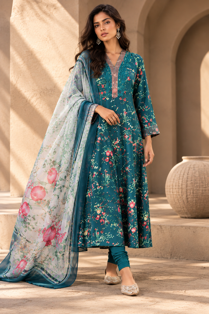 BAHAAR - Turquoise Floral Print