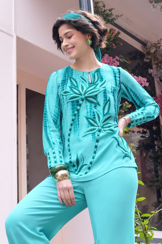 Aari Palms Tie & Dye Top - TEAL