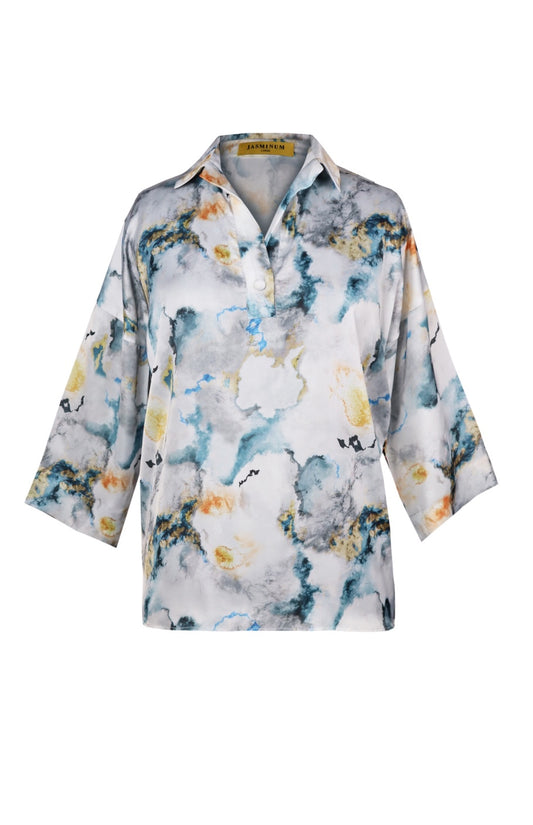 Satin Printed Oversized Shirt