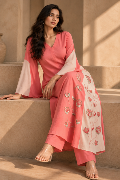 Tulips Colour Block Kurta Set