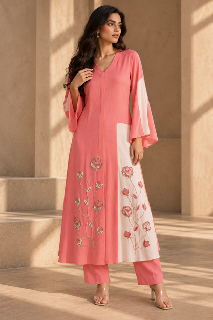 Tulips Colour Block Kurta Set