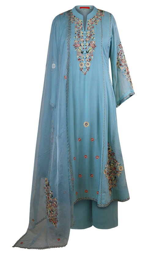 Turquoise Georgette Anarkali