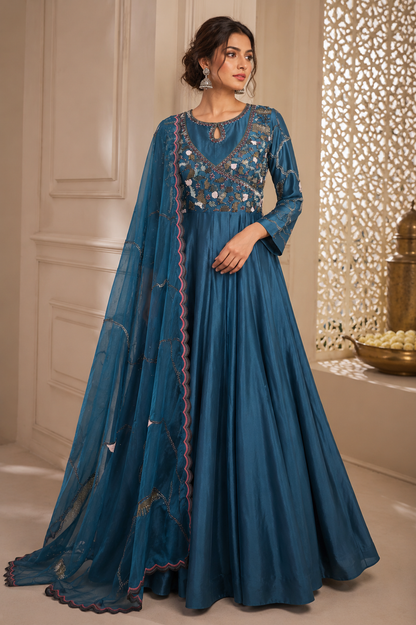 Kora Silk Anarkali Gown